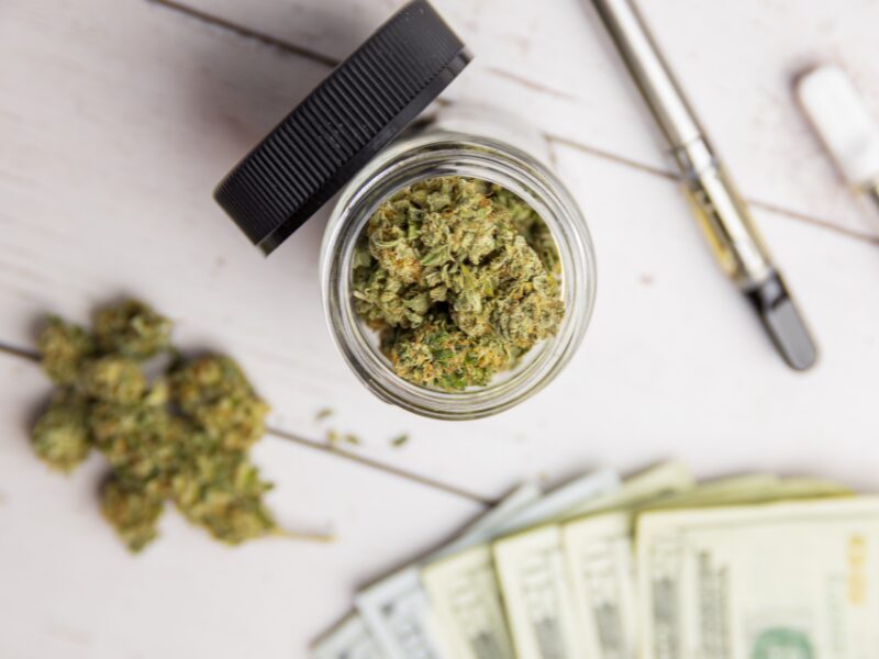 Cannabisblüten mit Geld - das Unternehmen Enua genierte Millionenumsätze