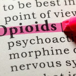 Cannabis als Alternative zu Opioiden. Ist das möglich? Das Wort Opiods in einem Lexikon wird markiert